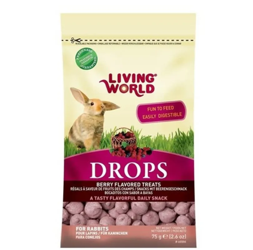 Snack Living World Drops Conejos 75gr sabor berries