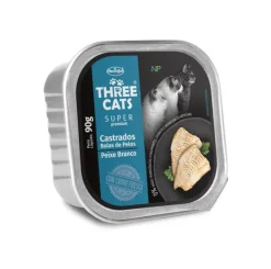 Three Cats Pate de Pescado Gatos Castrados Control de bolas de Pelo 90gr