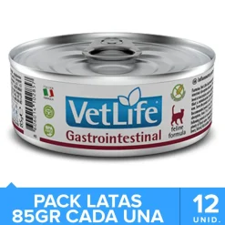Vet Life Cat Gastro Intestinal Lata 85gr Pack 12 Unidades